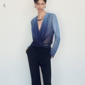 NWT Mango Sheer Blue Gradient Blouse